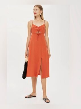 Women’s Petite Ruched Front Midi Dress